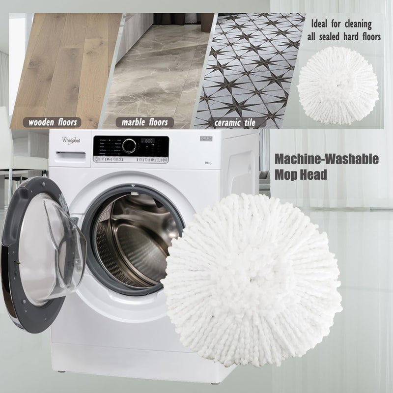 FAMEBIRD 4 Pack Spin Mop Replacement Heads Microfiber Mop Refills Replace Heads Safe for All Hard-surfaced Floors Includes 2 Extra Microfiber Cleaning Cloths - Image 3